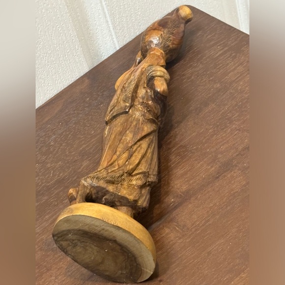 Wood Sculpture Statue Art Figurine Carved Woman Detailed Outfit. - Picture 6 of 16